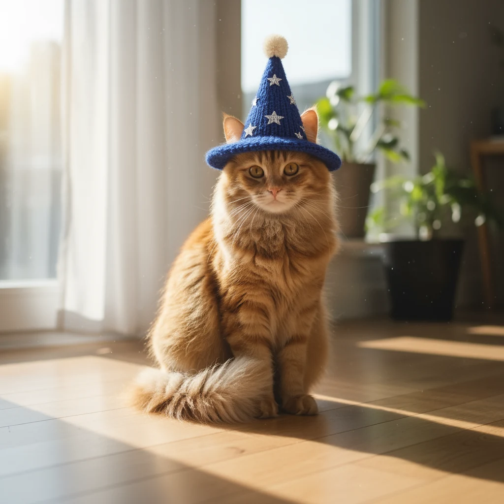 Give a cat a wizard hat — published generated result