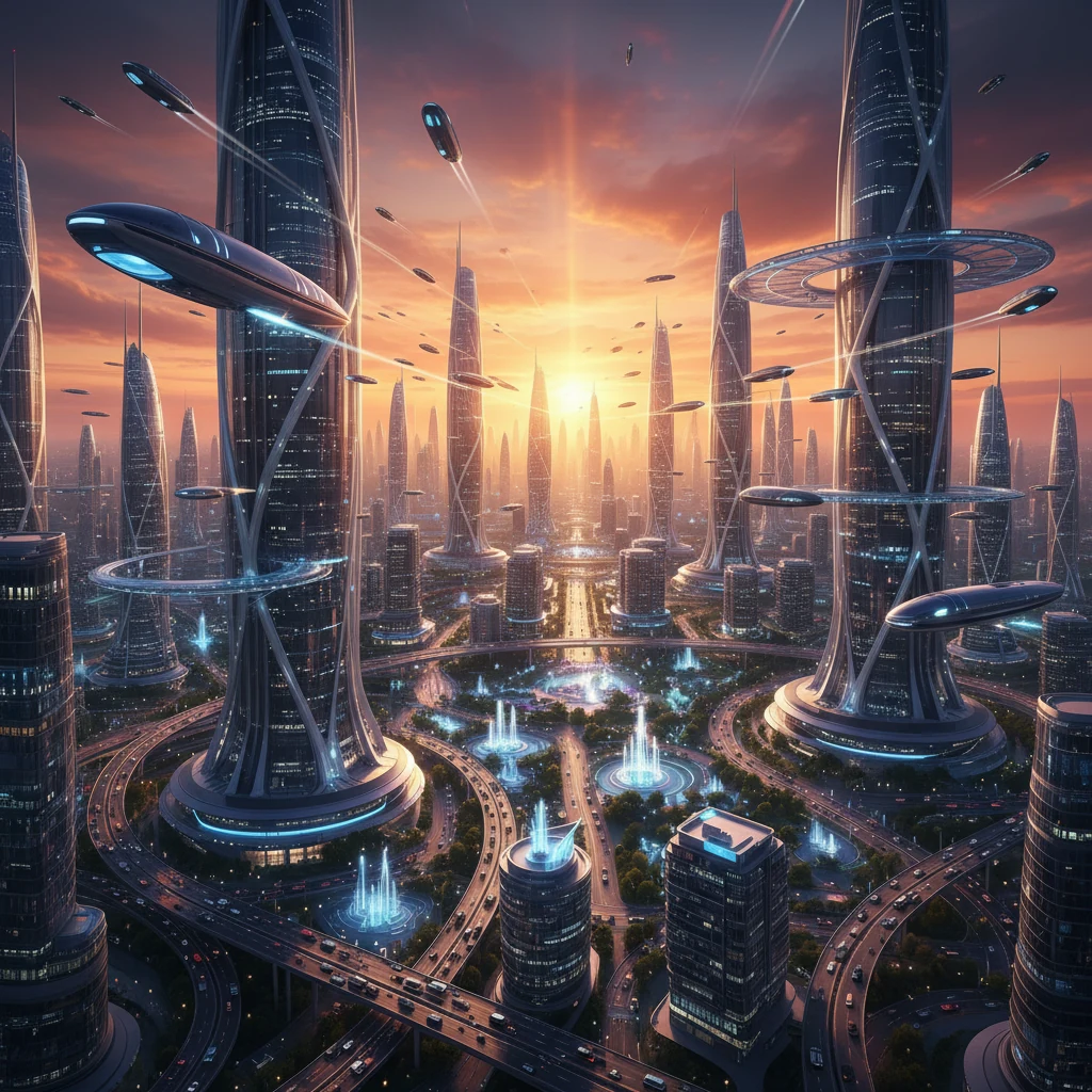 A futuristic city at sunset — published generated result